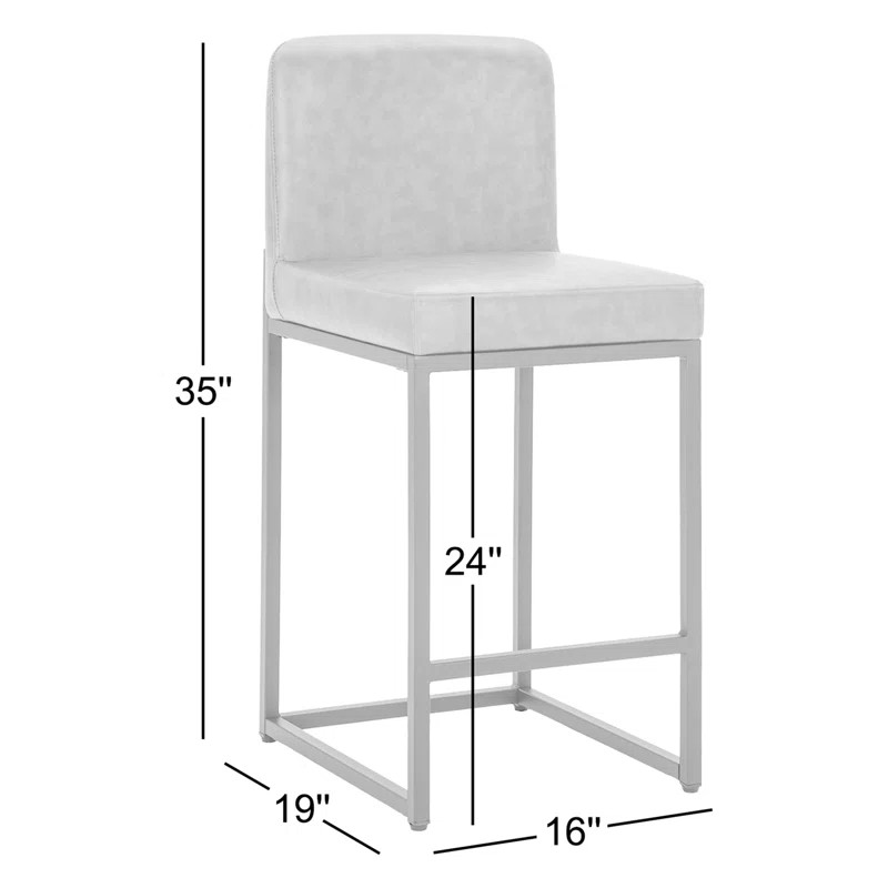 Upholstered 24" Counter Height Kitchen Stool Set of 2 with Metal Sled Base, Faux Leather, 3.5-in ... | Wayfair North America