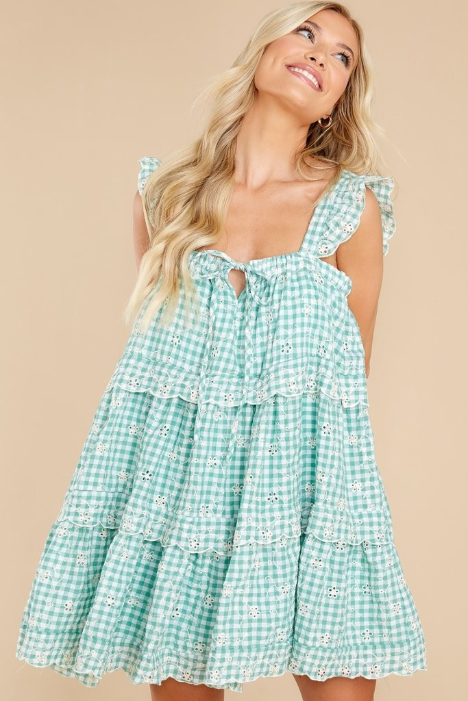 Daytime Delight Green Gingham Dress | Red Dress 