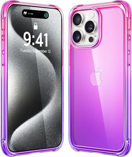 Mkeke for iPhone 15 Pro Case,[Not Yellowing] [Military Grade Protection] Shockproof Phone Case for Apple iPhone 15 Pro 2023 Gradient Purple Pink | Amazon (US)