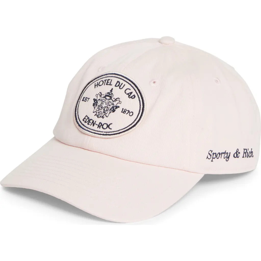 Sporty & Rich Eden Crest Cotton Twill Baseball Cap in Pink Dolphin at Nordstrom | Nordstrom