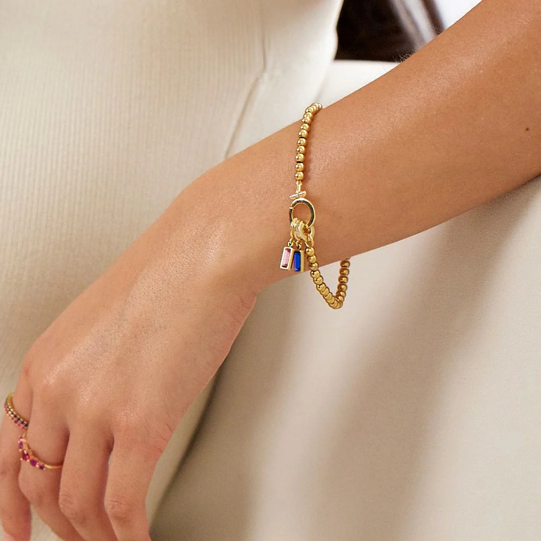 Mint Beaded Birthstone Charm Bracelet | Mint & Lily