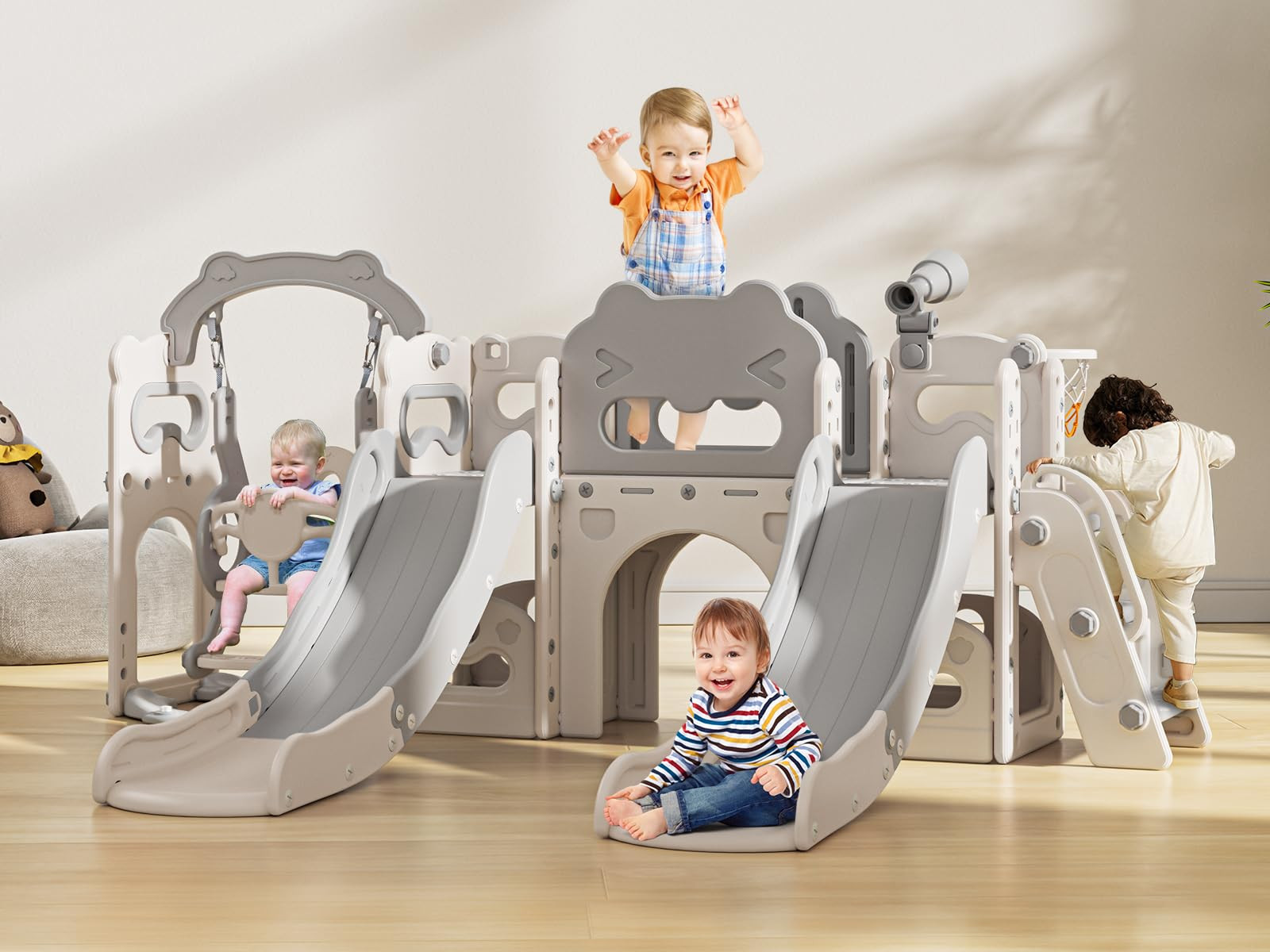 Lischwert Toddler Swing and Slide Set, 10 in 1 Toddler Indoor Playground, Slide for Toddlers, Out... | Amazon (US)