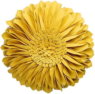 JWH Handmade 3D Flowers Accent Pillow Round Sunflower Cushion Decorative Pillowcase with Pillow I... | Amazon (US)