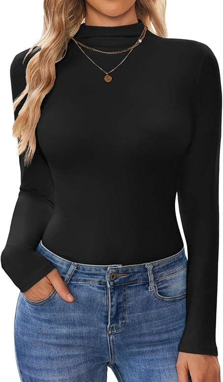 Ekouaer Turtleneck Shirt Women Long Sleeve Mock Neck Slim Fit Tops Thermal Base Layer Soft Lightw... | Amazon (US)
