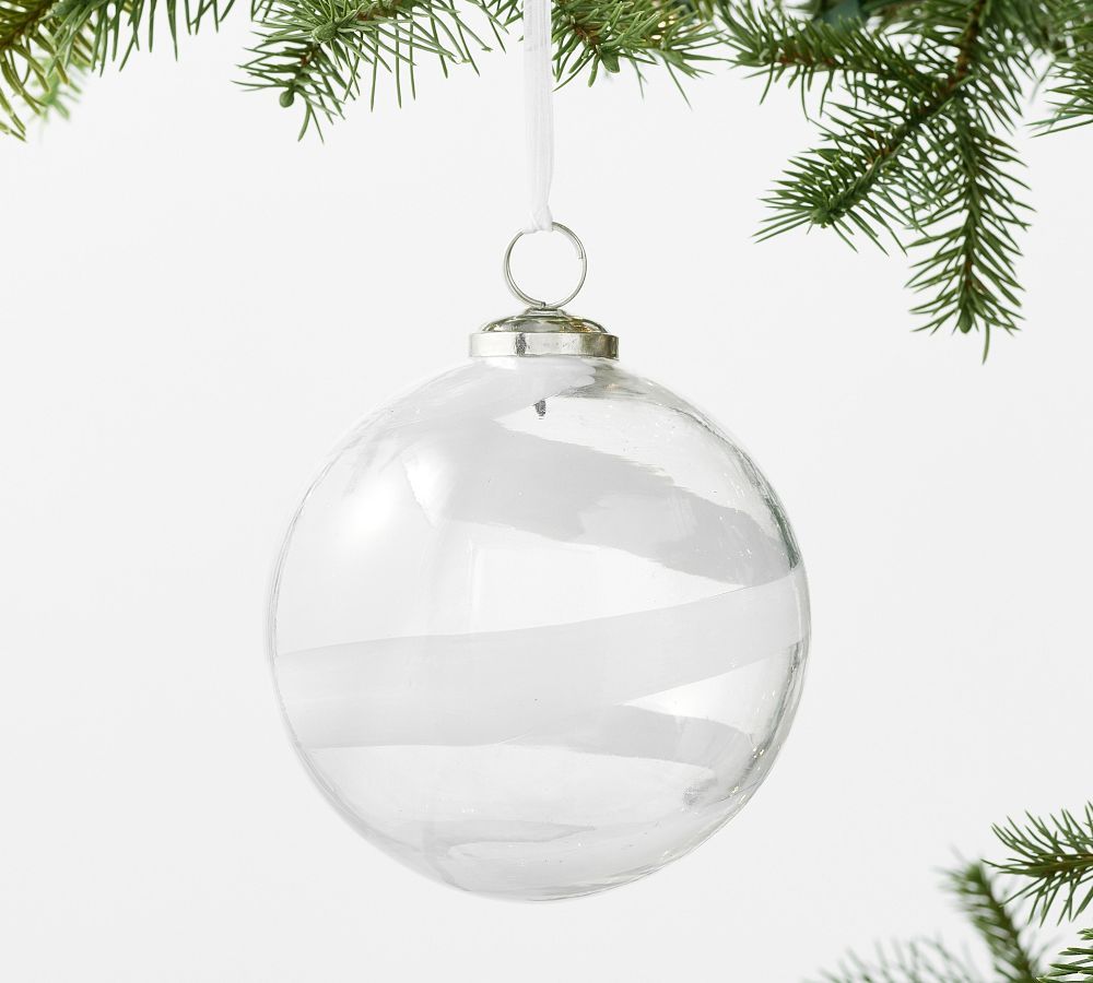White Ribbon Glass Ball Ornaments | Pottery Barn (US)