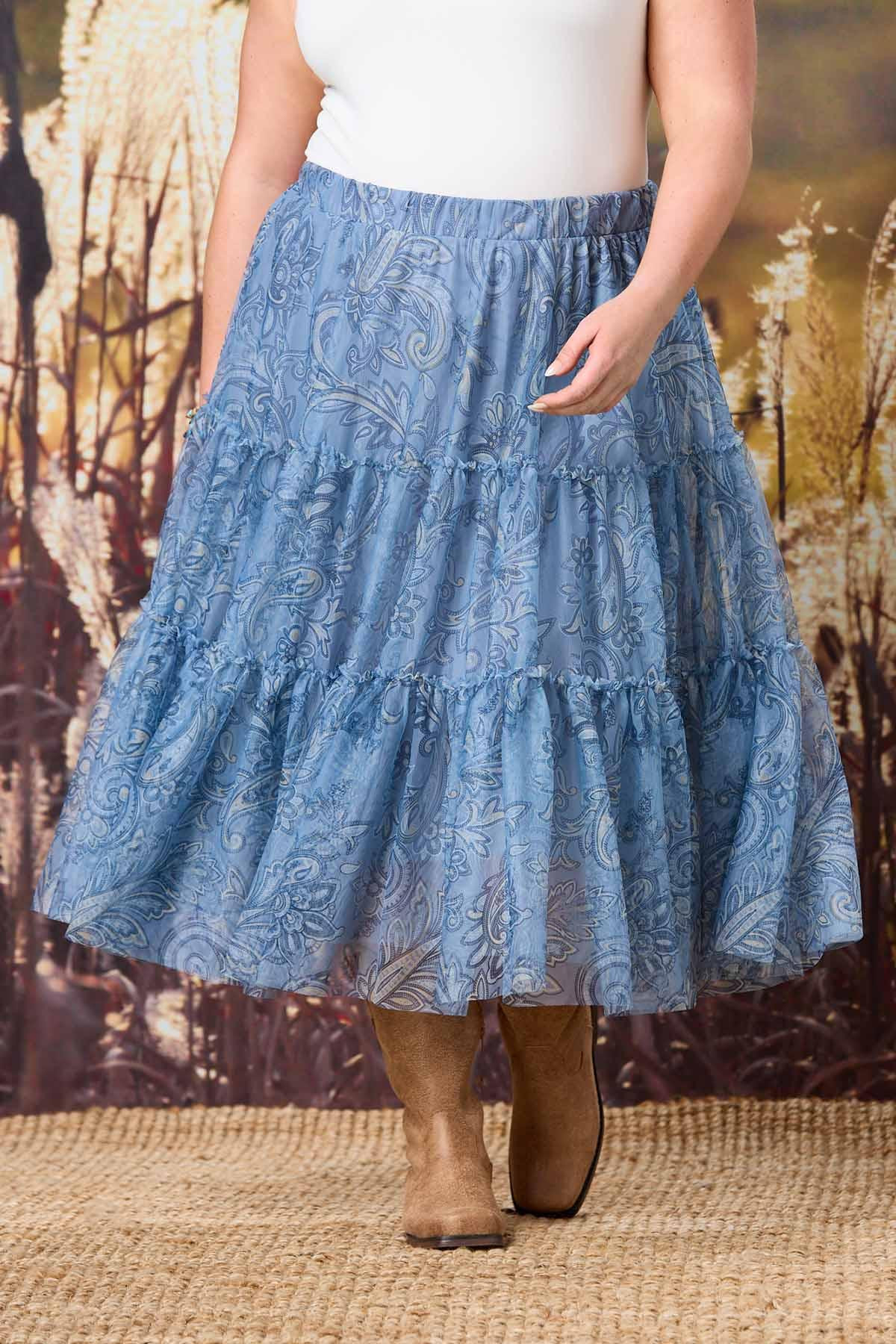 Plus Size Paisley Mesh Skirt | Cato Fashions