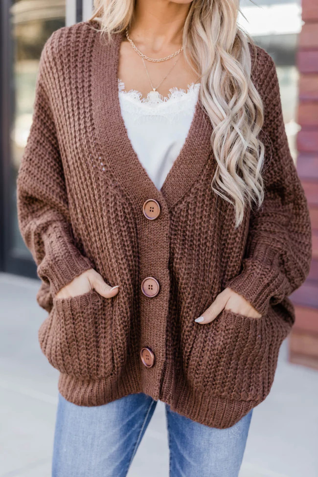 Sundown Awaits Knit Brown Cardigan CLEARANCE | The Pink Lily Boutique