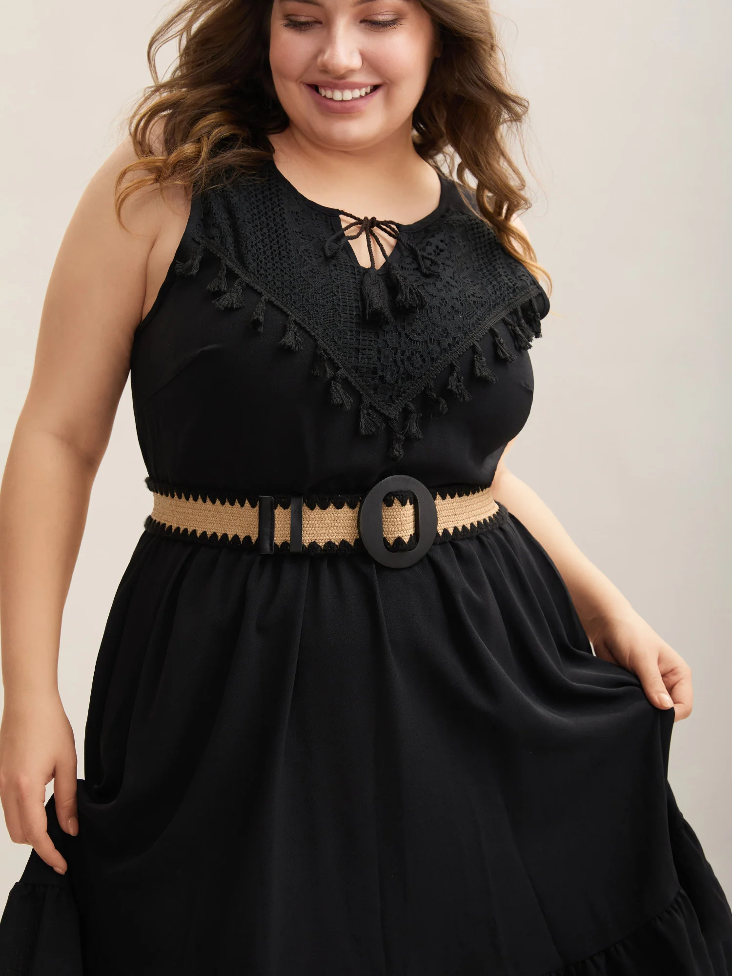 Straw Color Contrast Vacation Belt | Bloomchic
