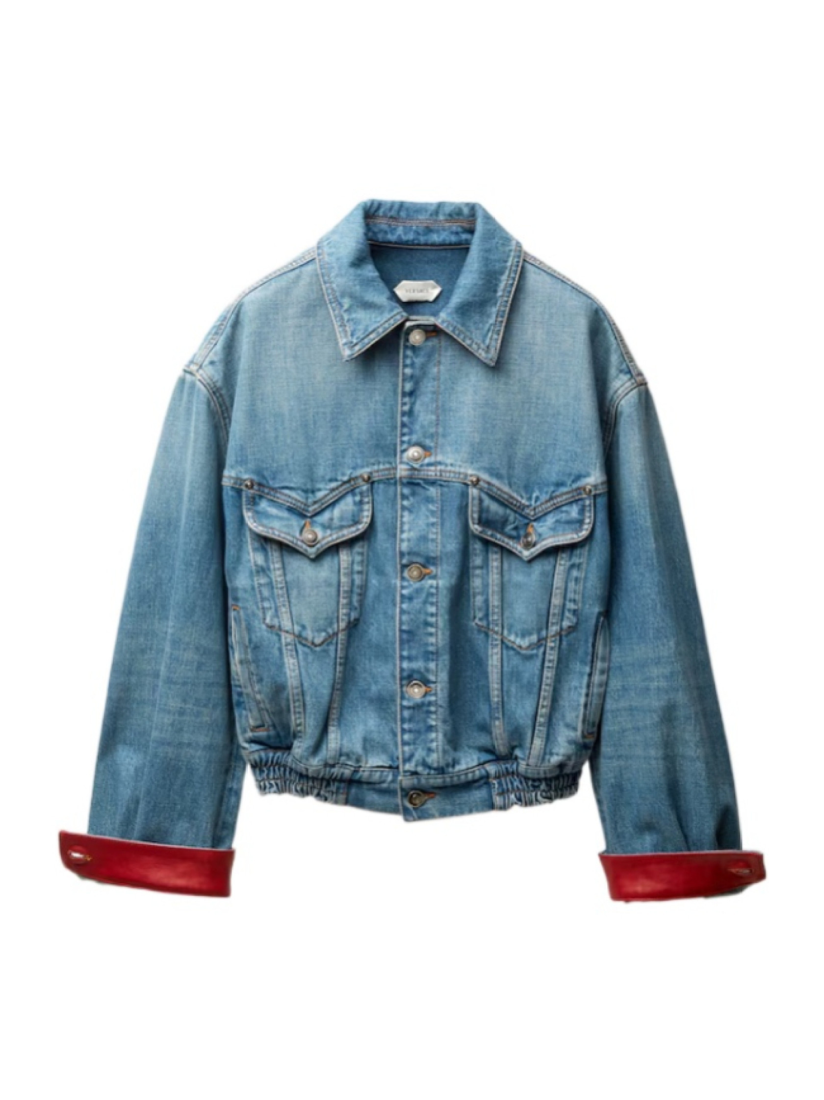 Versace Cropped Button-Up Denim Jacket | Senser US