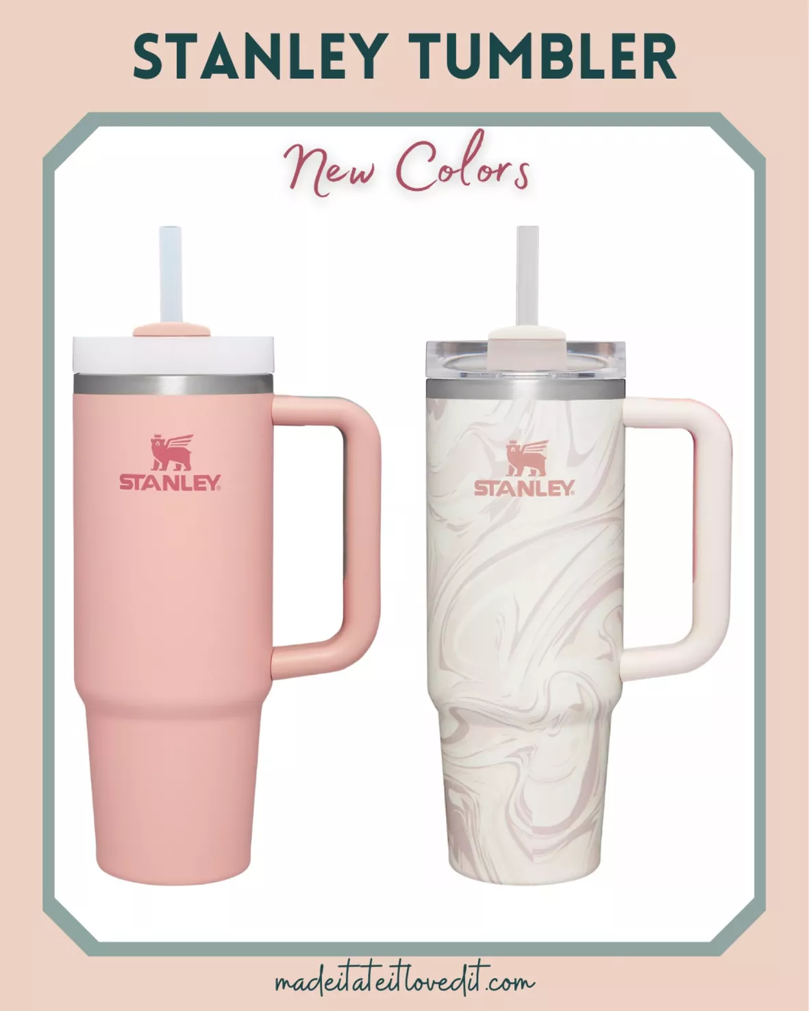 Stanley 30 oz. Quencher H2.0 FlowState Tumbler With Handle- Rose Quartz  Swirl 