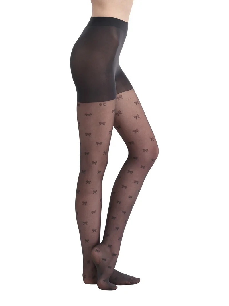 No Boundaries Bows Pattern Sheer Tights for Women, Sizes S-3XL | Walmart (US)