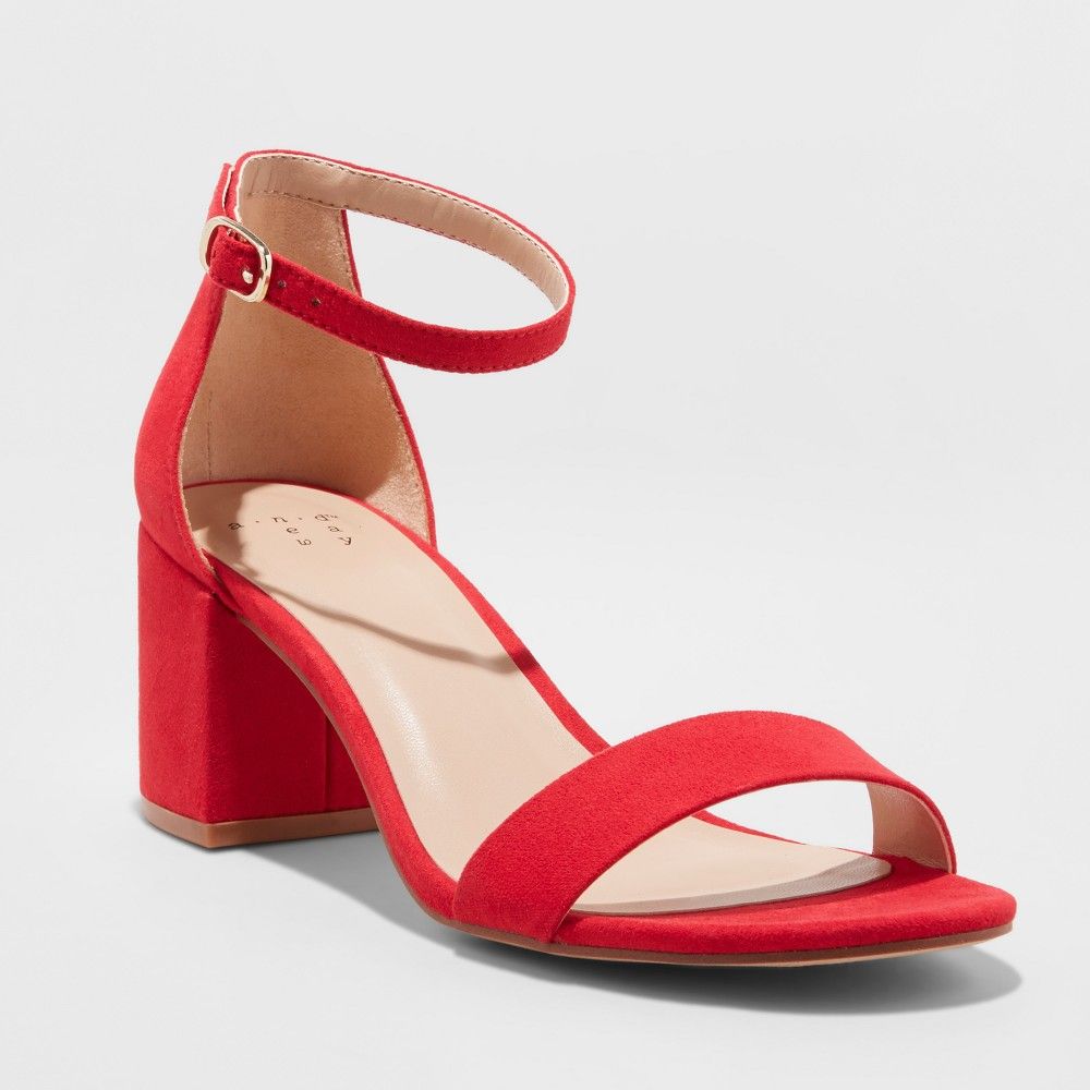 Women's Michaela Mid Block Heel Pump Sandals - A New Day Red 5 | Target