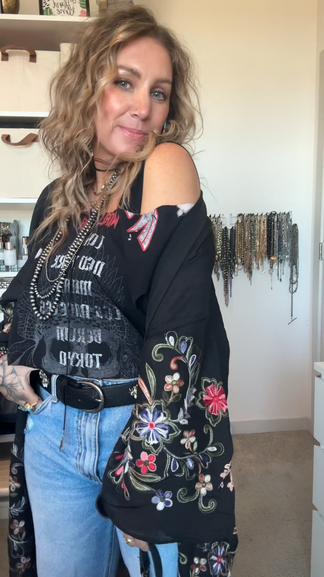 I linked what I could and tried to link similar! My kimono is from an online boutique Three Bird Nest and my earrings and bag are from another online boutique, Sand + Charcoal. 
Love layering outfits especially in spring because you don’t ever know the weather, definitely grab a kimono!! 

#LTKover40 #LTKstyletip #LTKfindsunder50