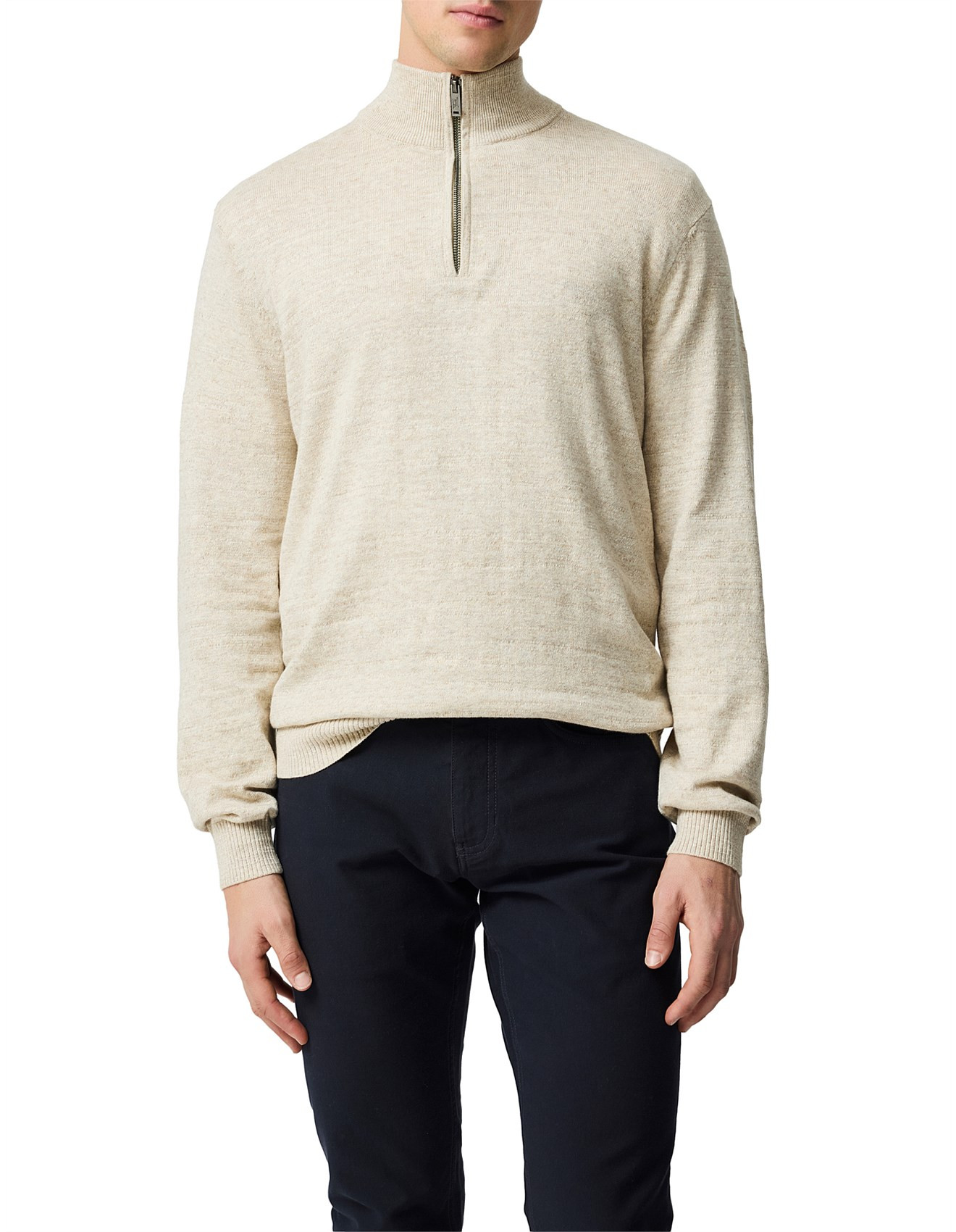 FORTROSE 1/4 ZIP KNIT - STRAW | David Jones (Australia & New Zealand)