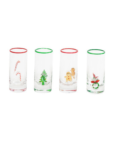 4pk Assorted Christmas Shot Glasses | TJ Maxx