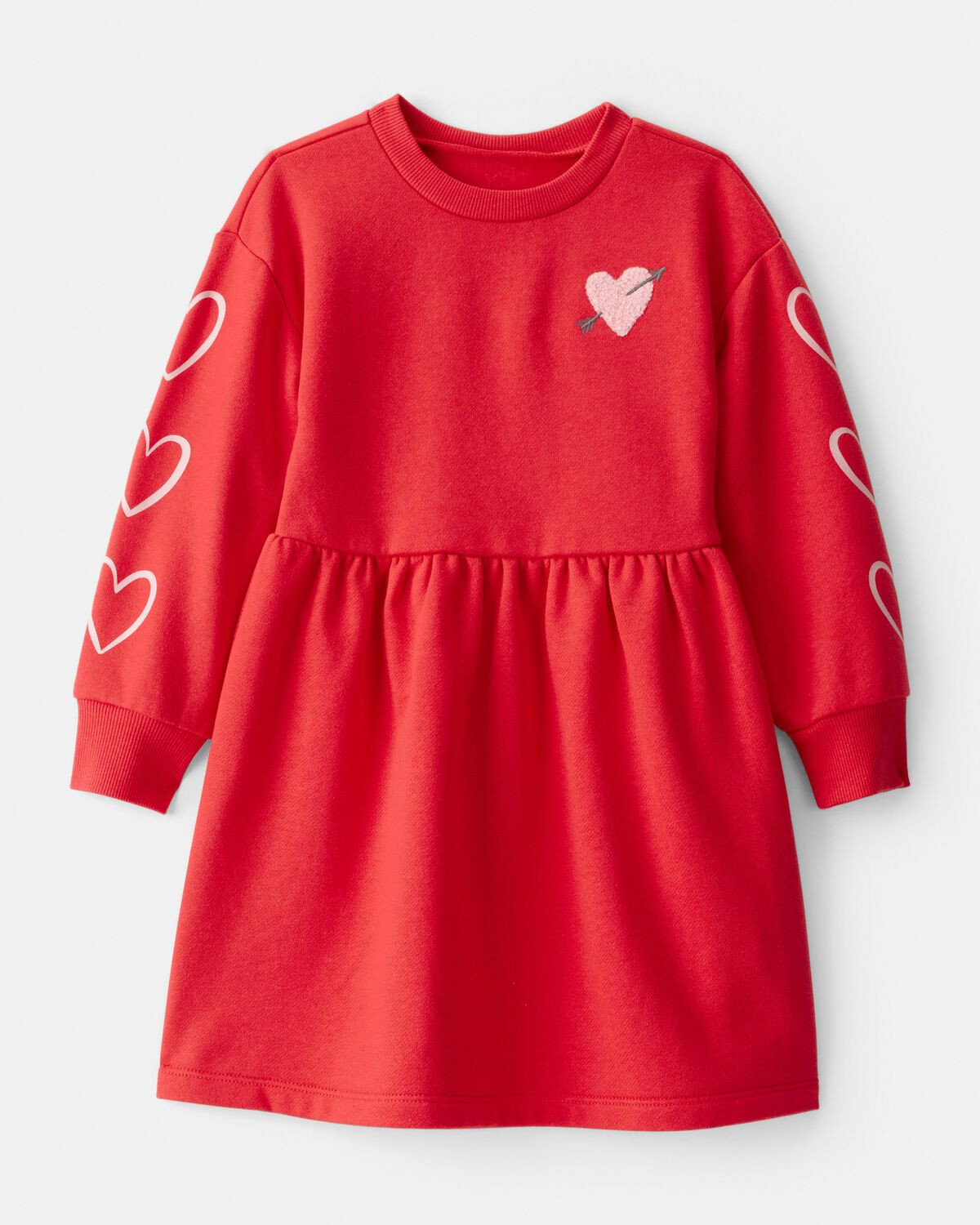 Toddler Girl DayDream Fleece Heart Long-Sleeve Dress - Red | Carter's Inc