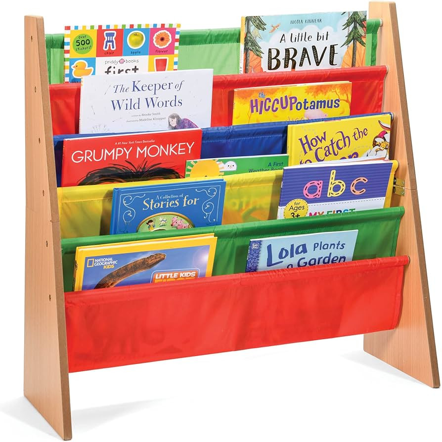 Sagler Toddler Book Shelf Organizer - Wooden Kids Book Case Storage & Magazine Rack with 5 Multic... | Amazon (US)