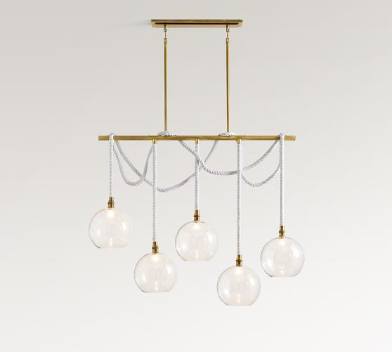 Marina Swing Rope Linear 5-Globe Chandelier (57") | Pottery Barn (US)