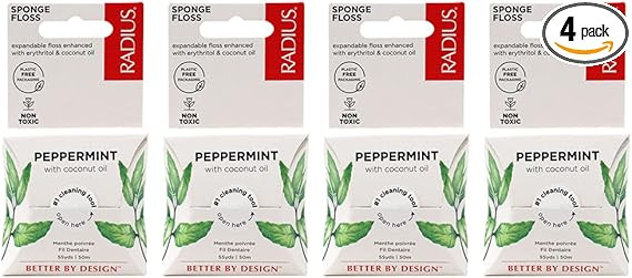 Radius Peppermint Dental Floss 55 Yards Vegan & Non-Toxic Oral Care Boost & Designed to Help Figh... | Amazon (US)