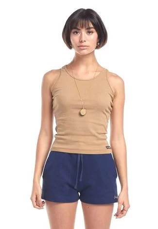 Regata Canelada Slim Feminina Marrom | Dafiti (BR)