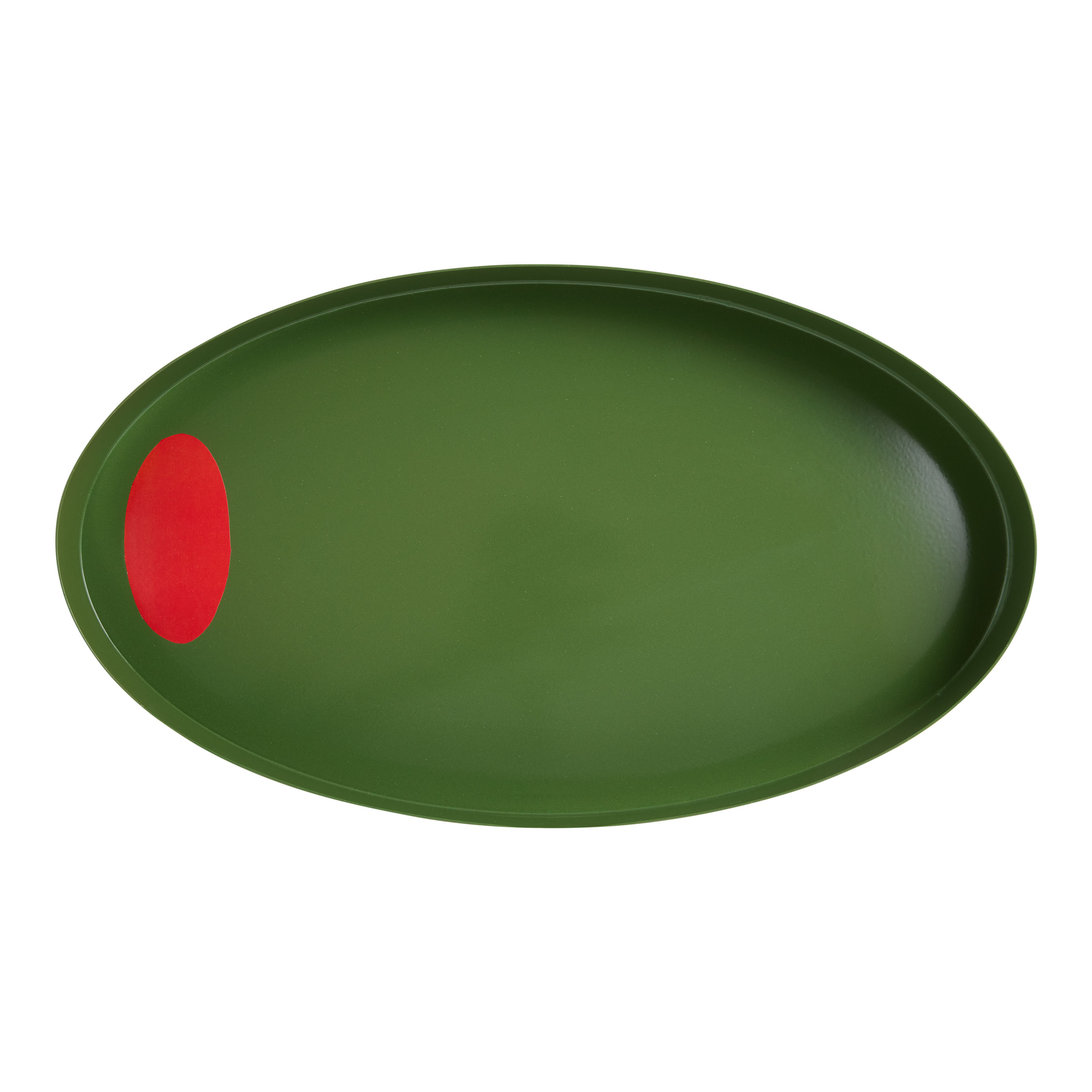 Green and Red Metal Olive Figural Serving Tray | World Market