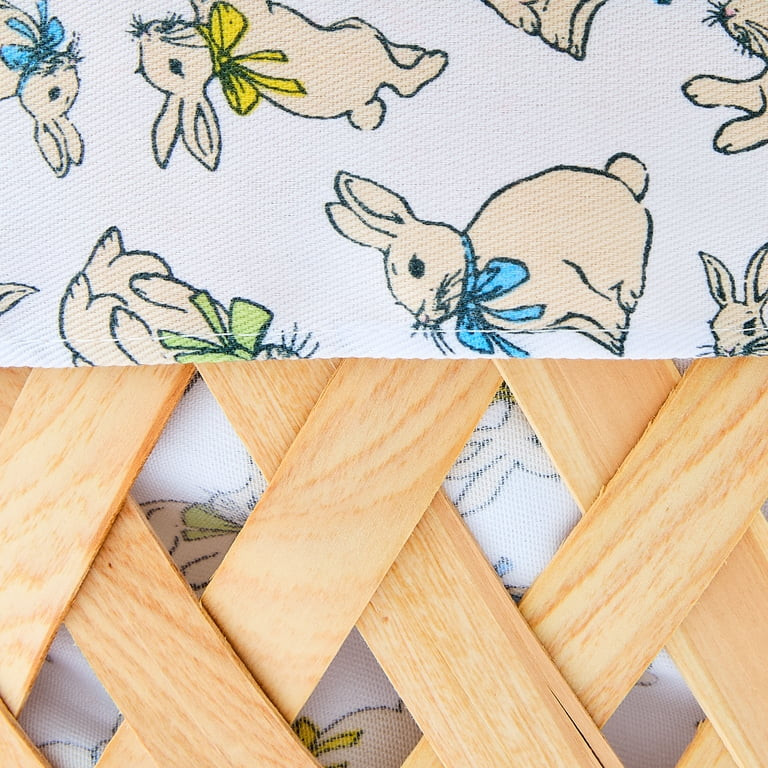Round Woodchip Basket with Bunnies Liner, Natural Beige, 13" x 7.5", Easter by Way To Celebrate | Walmart (US)