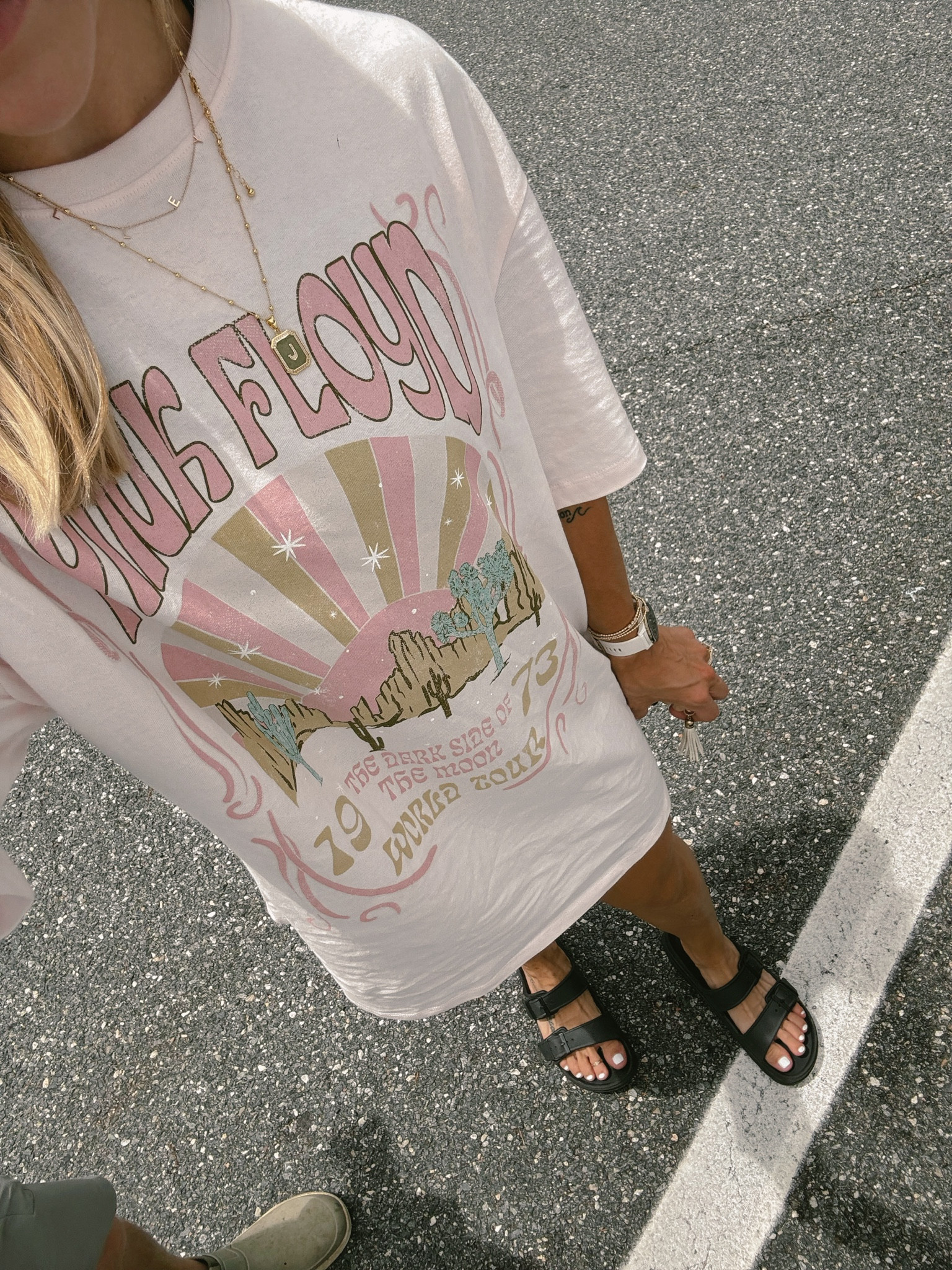 Travel tee — in the S/M! So comfy & cute🤍✨ Pink Floyd band tee😍 & my fave Target sandals!

Ootd / casual / comfy / Holley Gabrielle / under $30 

#LTKFindsUnder50 #LTKStyleTip #LTKSeasonal