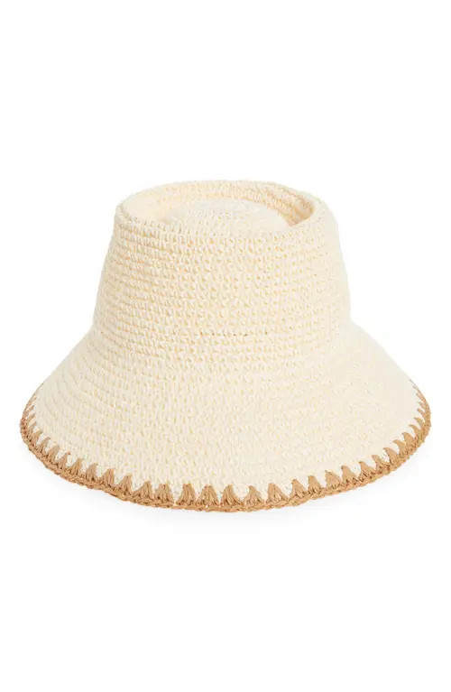 Madewell Whipstitch Straw Bucket Hat in Alabaster at Nordstrom, Size Medium | Nordstrom