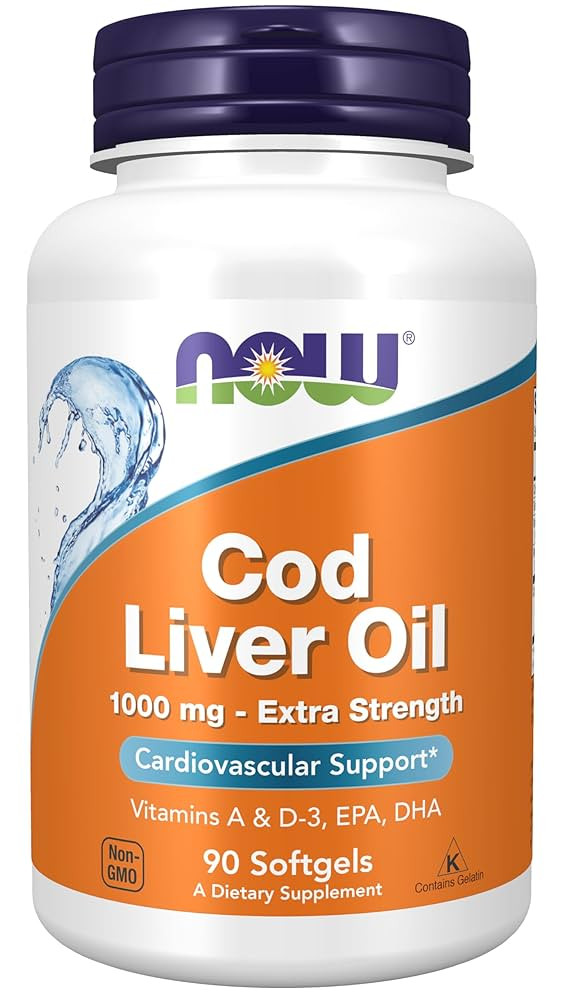NOW Foods Supplements, Cod Liver Oil, Extra Strength 1,000 mg with Vitamins A & D-3, EPA, DHA, 90... | Amazon (US)
