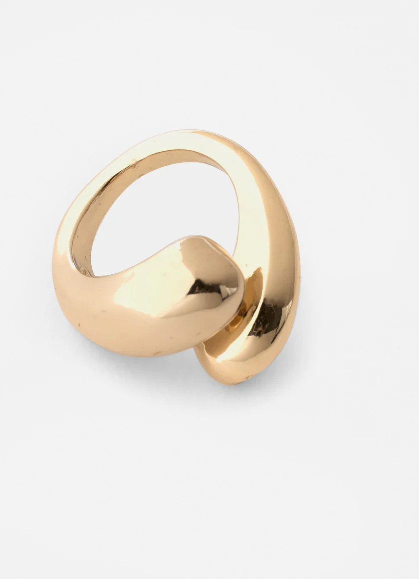 Gold Tone Curved Ring | Mint Velvet