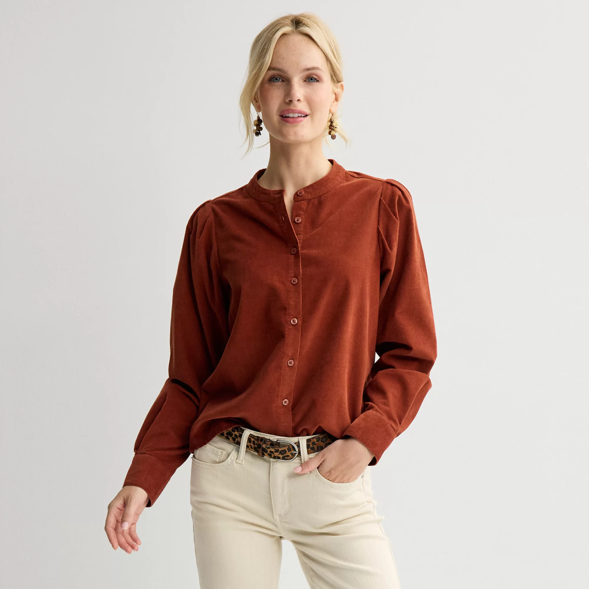 Women's Sonoma Goods For Life® Corduroy Blouse, Size: XS, Red Merlot | Kohl's