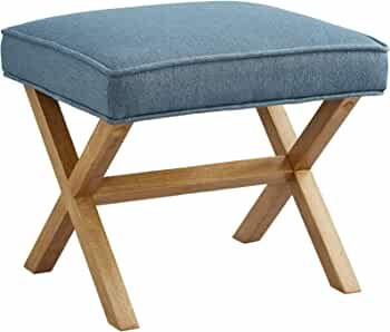 Amazon Brand - Rivet Mid-Century Modern X Stool Square Ottoman Chair, Indigo Blue, 20"W x 18"D x ... | Amazon (US)