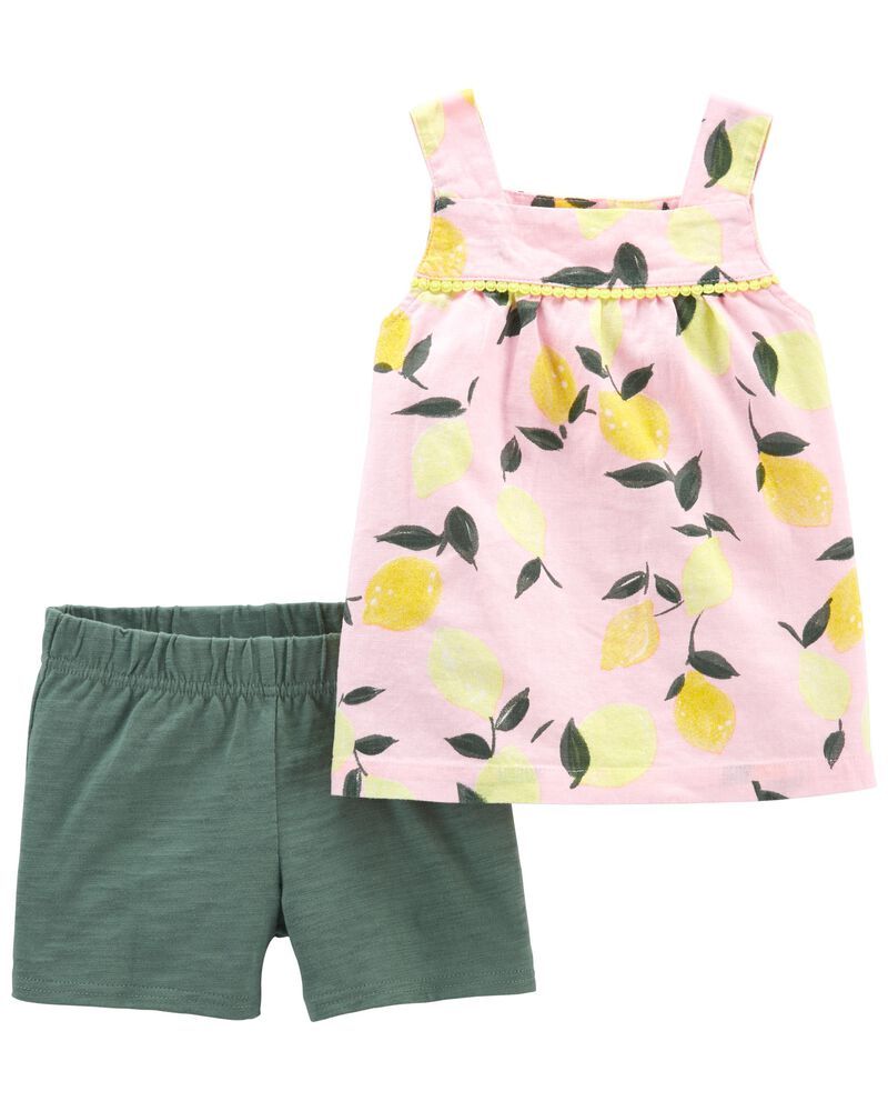 2-Piece Lemon Linen Tank & Slub Jersey Short Set | Carter's