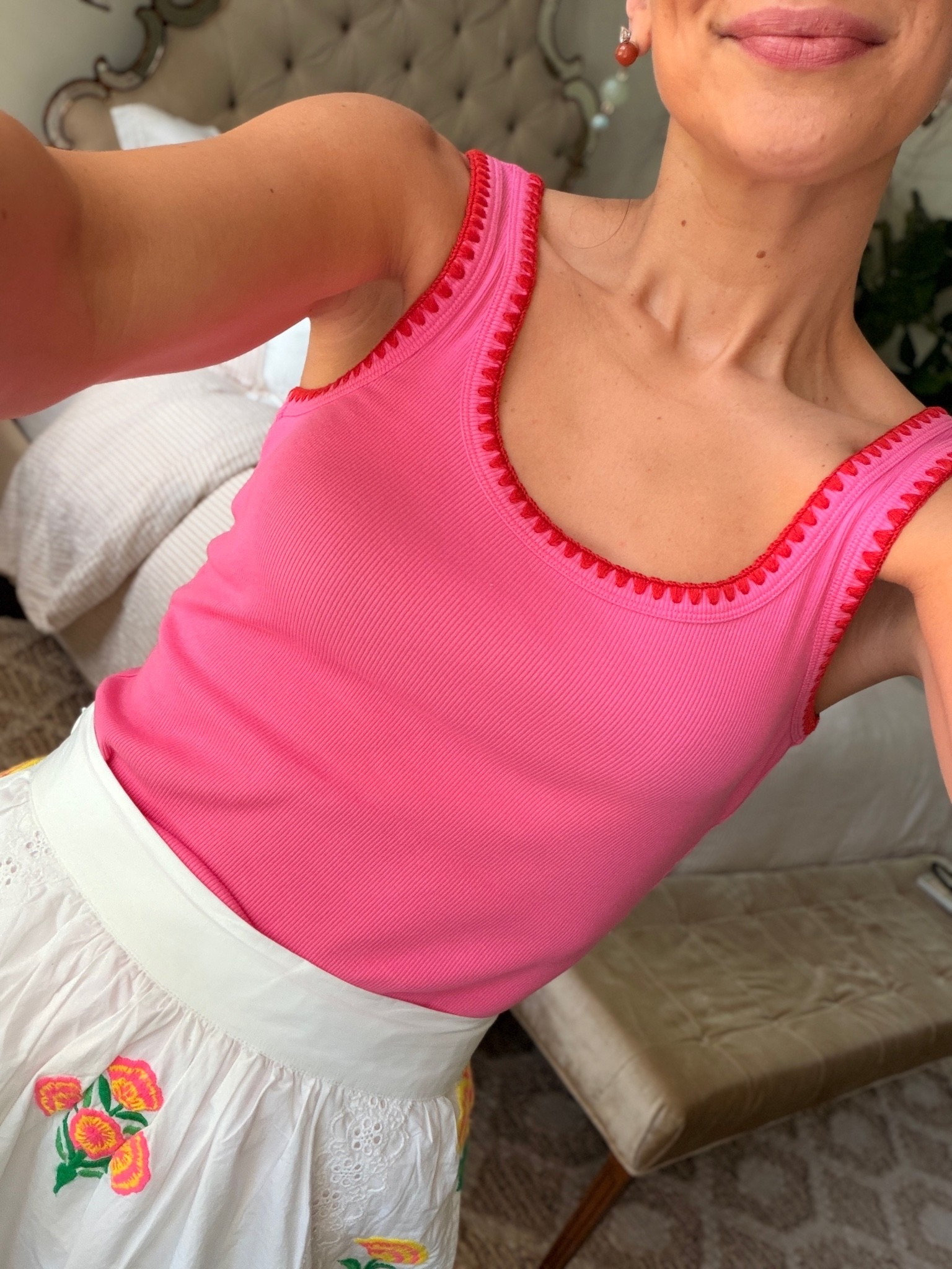 Pink tank with red stitching - from Boden a year or two ago