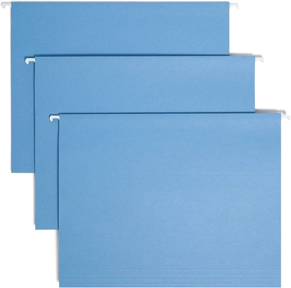 Smead Colored Hanging File Folder with Tab, 1/5-Cut Adjustable Tab, Letter Size, Blue, 25 per Box... | Amazon (US)