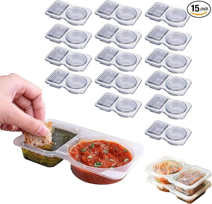 Reusable Snack Packs 2 Compartments, Snack Packs Containers Reusable, Double Condiment Containers... | Amazon (US)