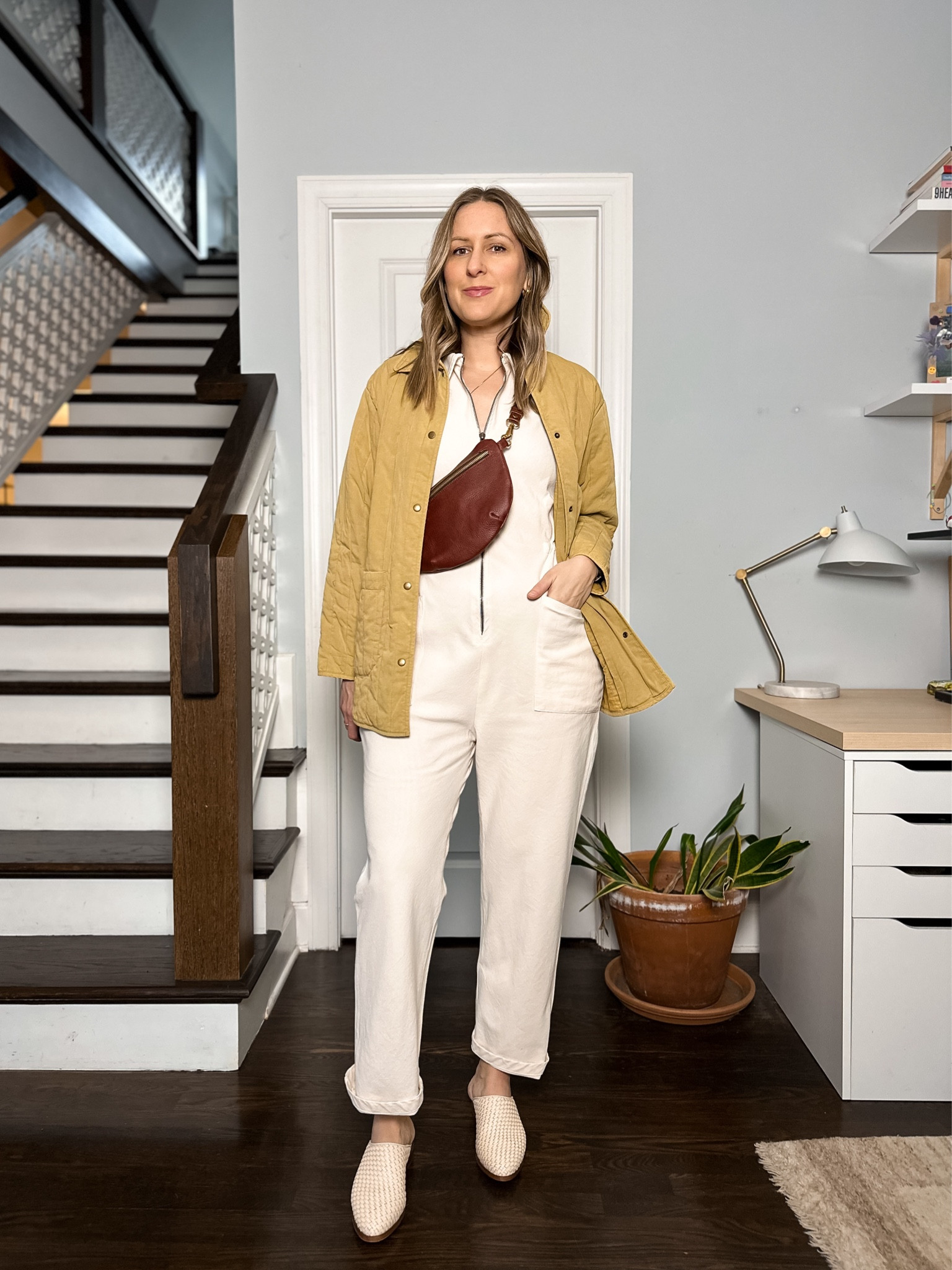 Jacket is old from Target. Utility Suit: from Noble, tts, pr product, linked similar. Bag: code: MICHELLE15 for 15% off your first order. Shoes: size up 1/2, code: MICHELLETOMCZAK20 for 20% off  

#LTKstyletip #LTKitbag #LTKshoecrush