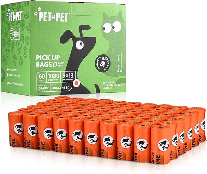 PET N PET Dog Poop Bag USDA Certified 38% Biobased Poop Bags 1080 Counts 60 Rolls 9x13 Inches Dog... | Amazon (US)