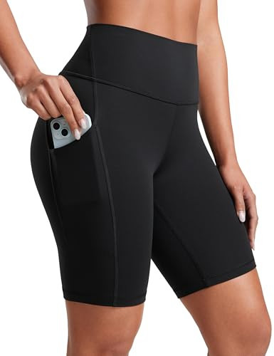 CRZ YOGA Butterluxe Biker Shorts Pockets 8" - High Waisted Workout Yoga Volleyball Buttery Soft Womens Black Small | Amazon (US)