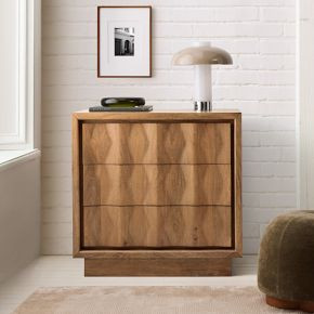 Carved Pattern Solid Wood 3-Drawer Dresser (35") | West Elm (US)