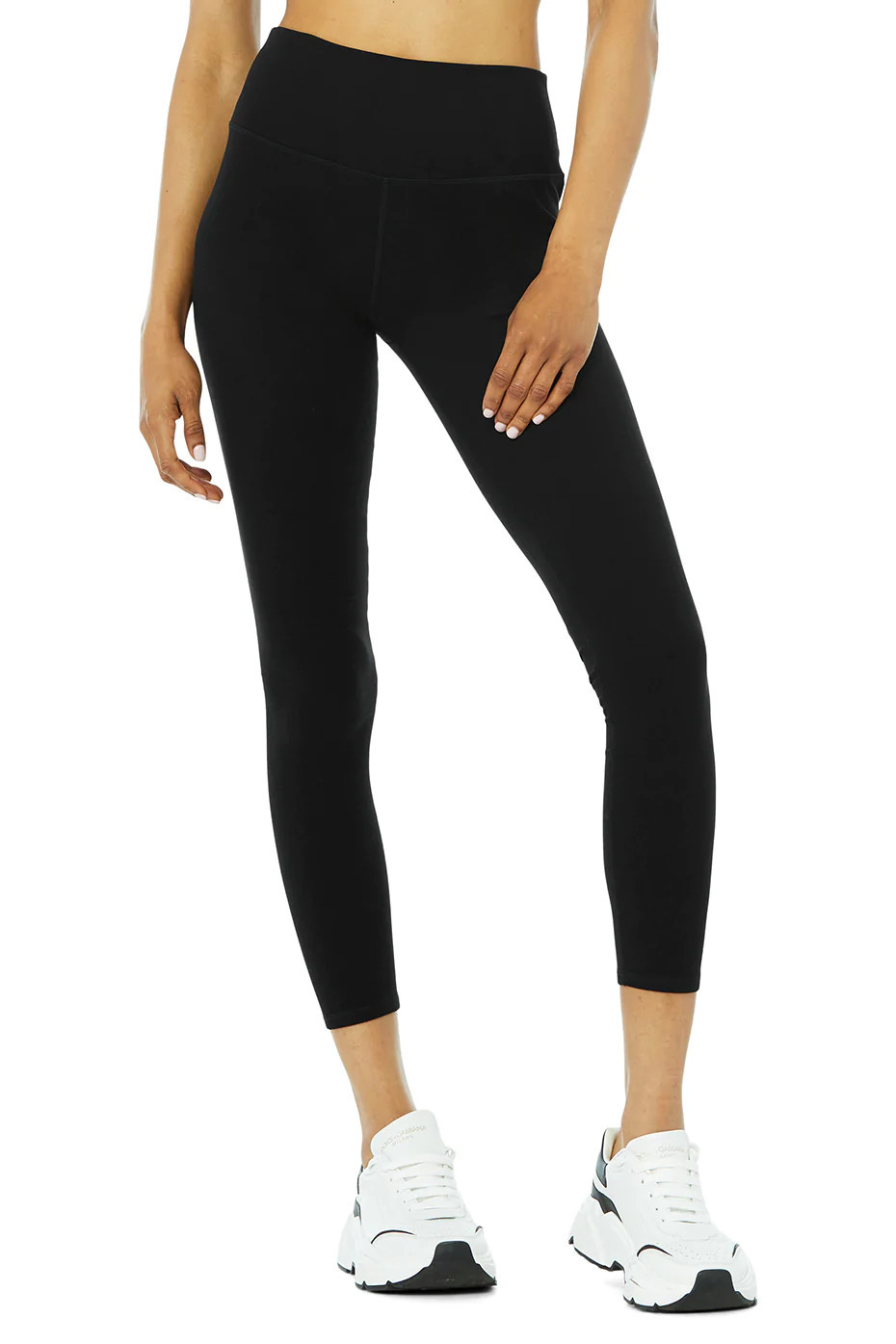 Alo YogaÅ½ | Alosoft High-Waist 7/8 Highlight Legging in Black, Size: Medium | Alo Yoga (US)