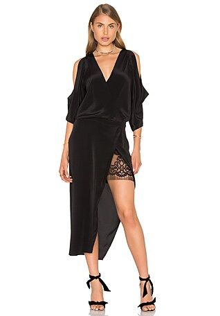 Open Shoulder Lace Dress in Black | Revolve Clothing