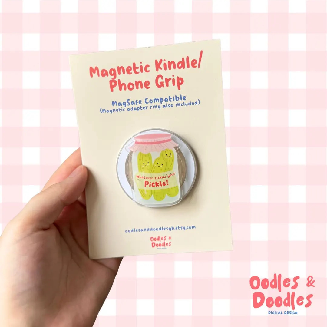 Tickle Your Pickle Jar Magnetic Kindle Grip | Ergonomic E-Reader Holder for Book Lovers | Etsy (US)