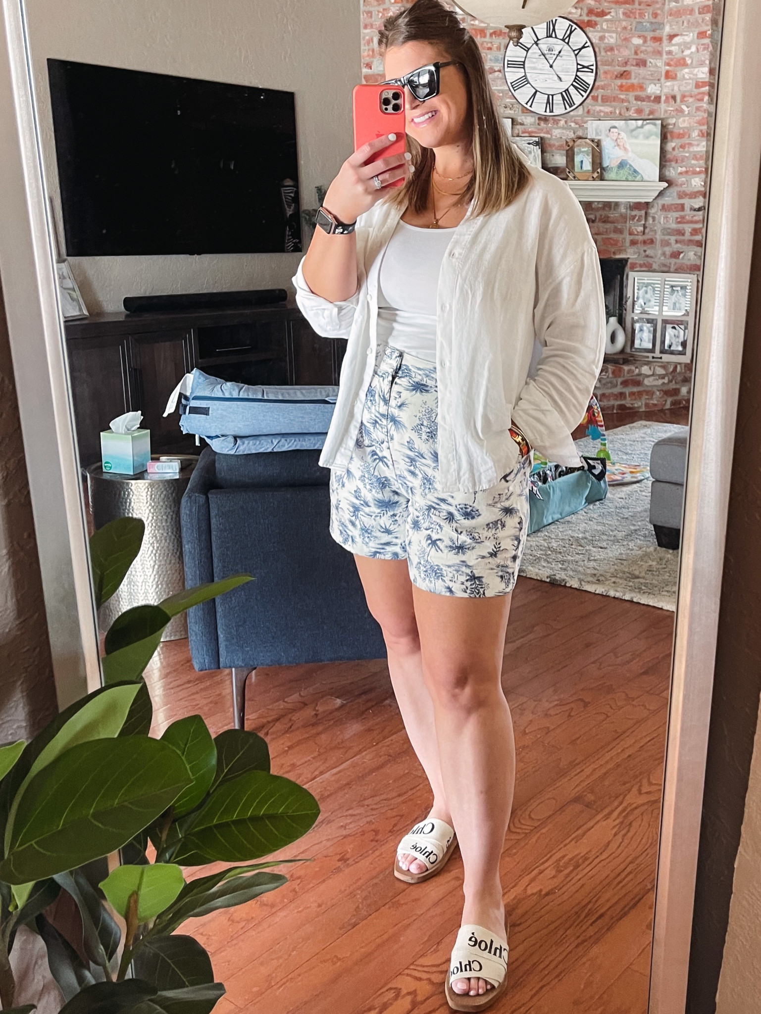 Summer style • vacation style • holiday style • red white and blue • Abercrombie sale • Chloe sandals • linen shorts • linen button up • 

Shorts are from last season, linked similar in size medium 
Button up a medium fits oversized 
Shoes TTS

#LTKcurves #LTKtravel #LTKstyletip