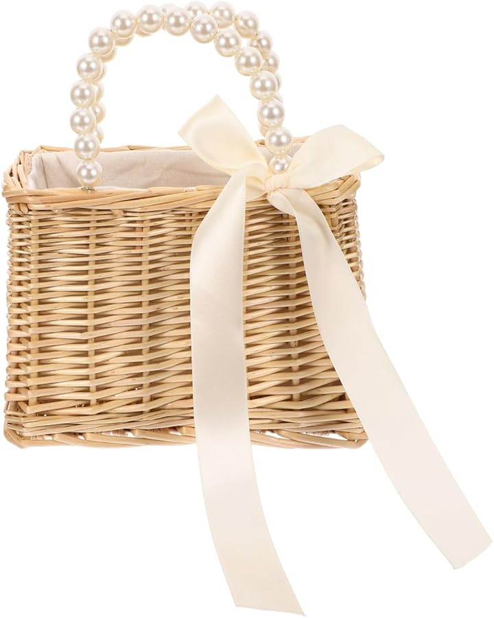 Garneck Women's Pearl Handle Straw Purse - Stylish Rattan Bag with Pearls for Beach - Travel and ... | Amazon (US)