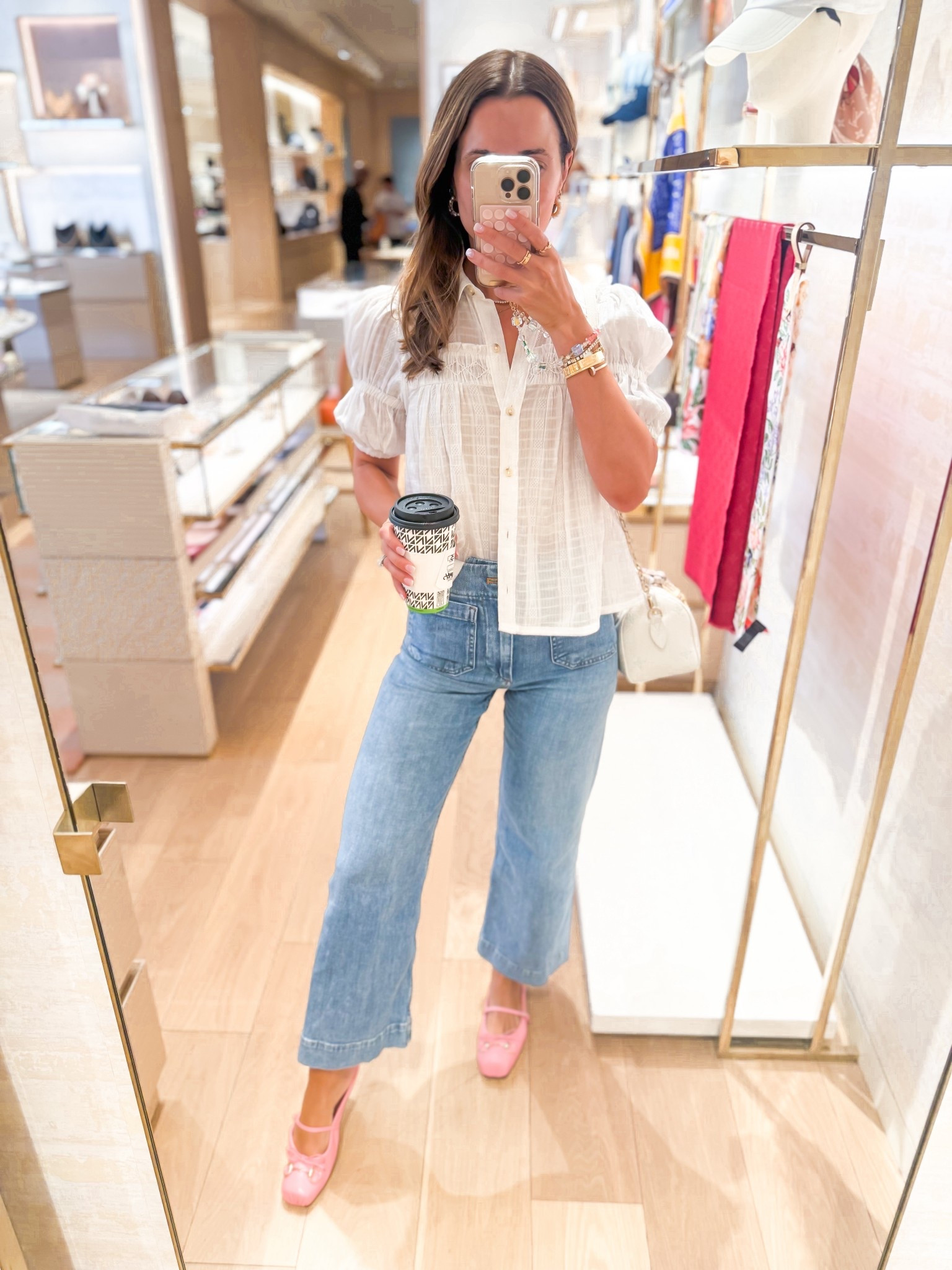 My spring outfit of the day! Collette crop jeans in 24 regular. I did regular length since it’s a crop style (I am 5’3). Anthropologie white blouse in XXS. Gucci horsebit mule slides. Summer outfit. Mom outfit. Elevated casual. 

#LTKootd #LTKMothersDay #LTKPetite