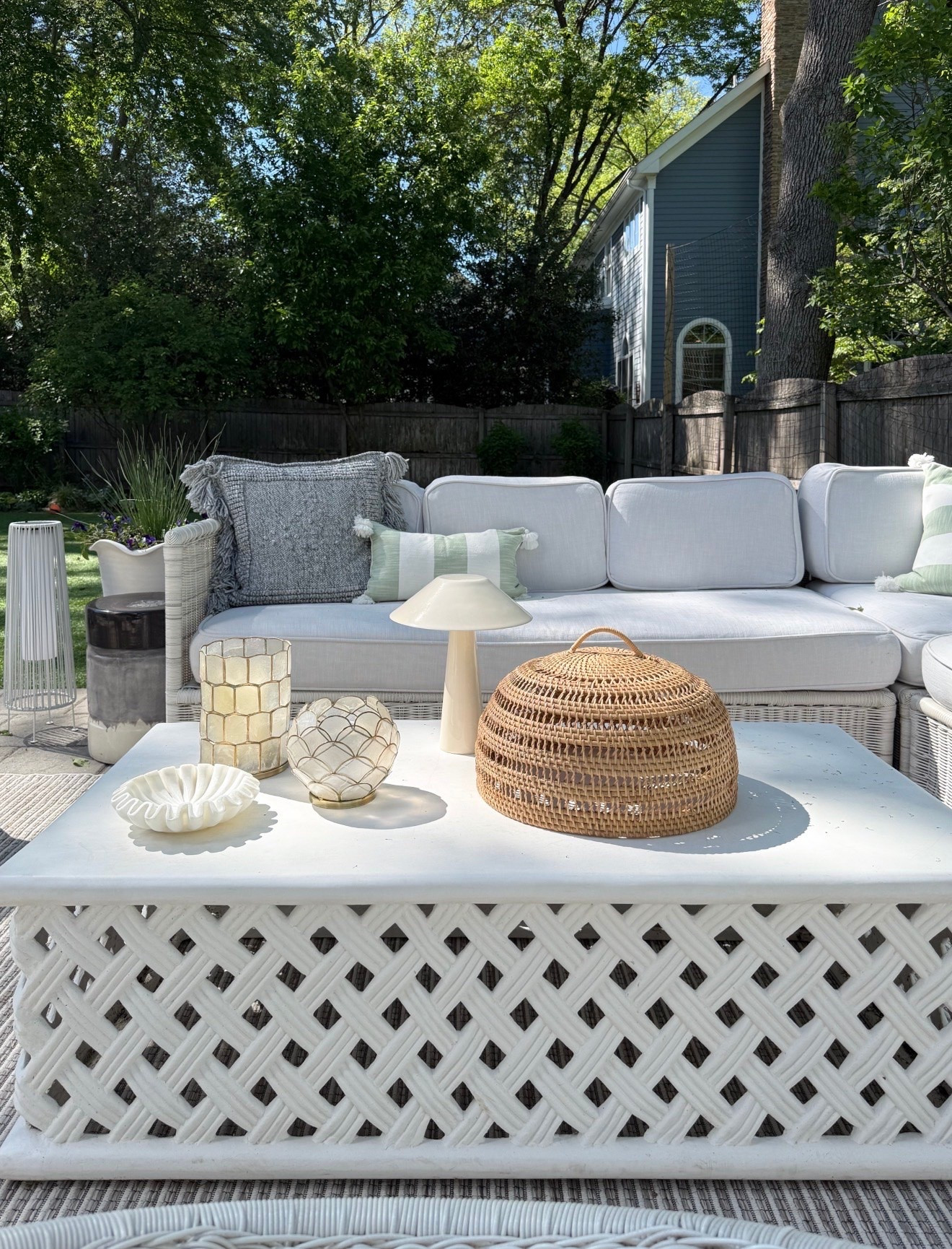 This coffee table setup is exactly the kind of outdoor styling I love for summer. The layered textures, woven accents, and soft neutral decor make the patio feel cozy, elevated, and perfect for hosting outside or slow mornings with coffee. Outdoor coffee table decor, Neutral patio styling, Backyard entertaining ideas, Woven outdoor decor, Outdoor living inspiration, Summer patio refresh, Coastal outdoor furniture, Patio decorating ideas, McGee and Co inspired patio, Outdoor lounge space, Luxury backyard decor, Girl on the Hudson

#LTKSeasonal #LTKHome