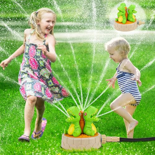 Water Sprinkler for Kids with Rotating Spray Nozzles Attaches to Garden Hose Summer Outside Toys for Toddlers 3+ Backyard Lawn Game Splashing Fun Water Outdoor Toys for Kids Age 4-8 Boys Girls Gift | Amazon (US)