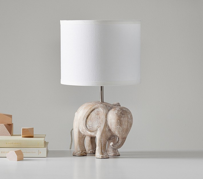Carved Wood Elephant Table Lamp (17") | Pottery Barn Kids