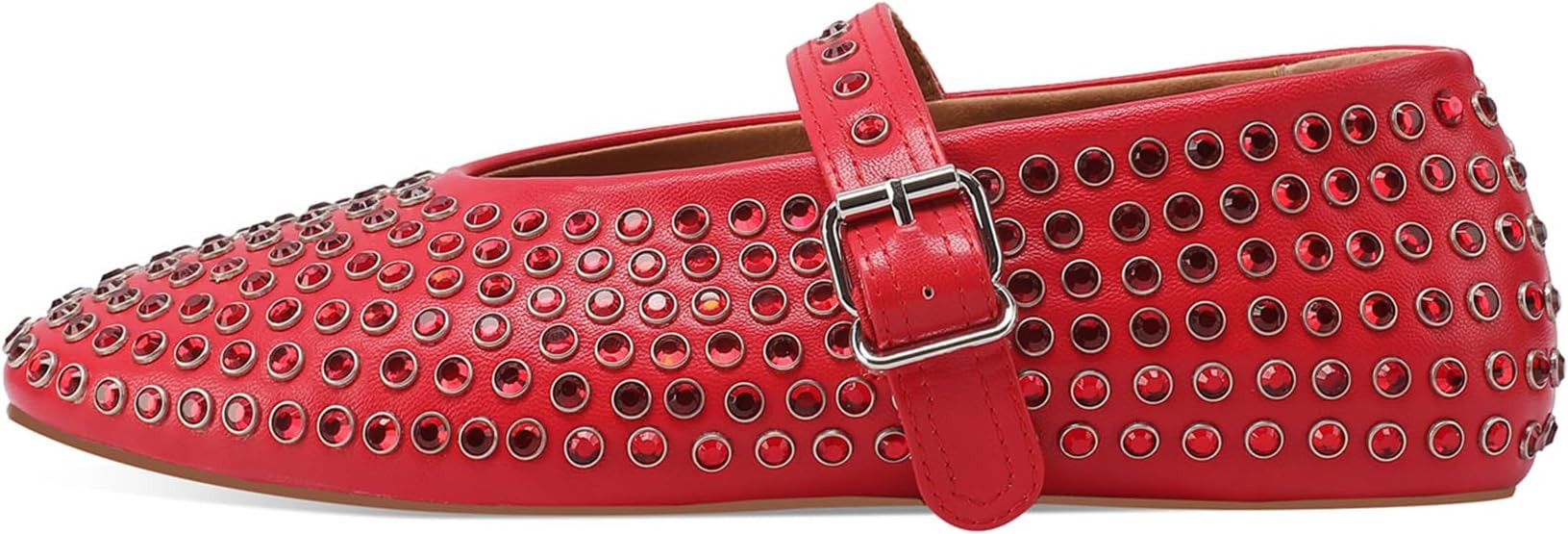 Women's Rhinestone Flats Crystal Studded Mary Jane Ballet Flats Shoes Buckle Ballerina Shoes | Amazon (US)